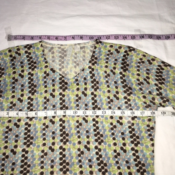 WHIM 100% Cashmere Sweater Blue Brown Green Dots - Picture 5 of 8